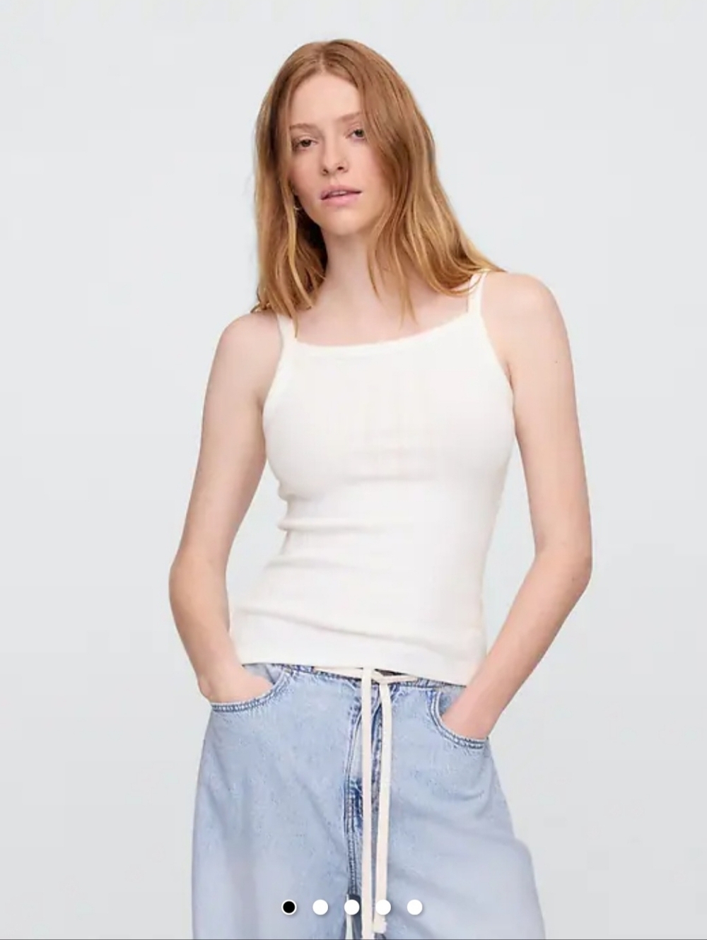 GAP Factory Ribbed Square Neck Tank Top - New off White Size M